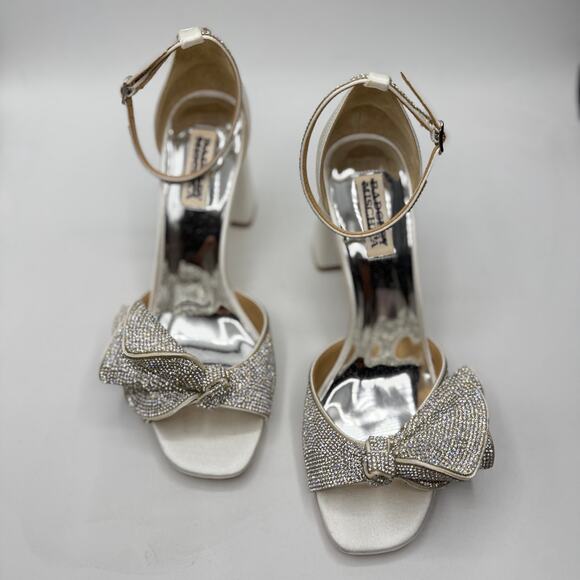Badgley Mischka  Poppy Rhinestone Bejeweled Block Heel US 8 NEW - Picture 7 of 12